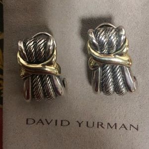 David Yurman Mixed Metal/ Two Tone Cable Earrings
